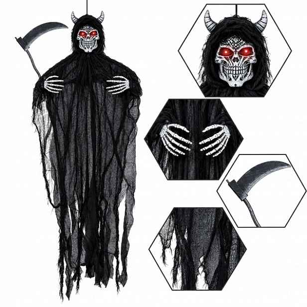 Interaktivní Kostra Ďábla Ďábel Světlo Zvuk 130 CM Halloween