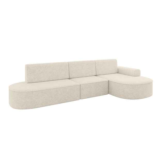 ALTDECOR ROHOVÁ SEDAČKA s funkcí spaní a otomanem, pravá MARI-L2-S 368x167x85 Krémová Žinylka