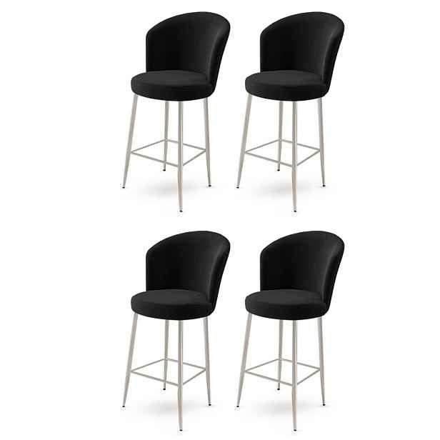 Bar Stool Set (4 Pieces) Fora - Black, Chrome