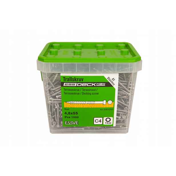 Essve Essdeck Max Terasový šroub ocel A2 pro dřevo a prkna 4,8x55 mm 1000 ks