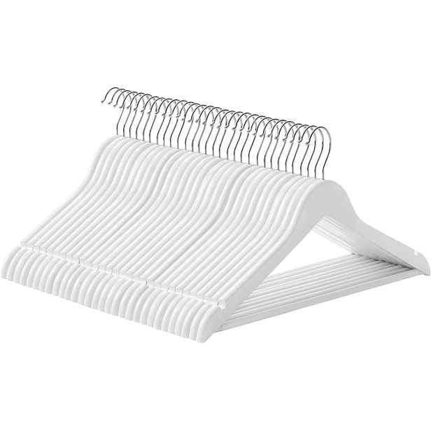 SONGMICS Dřevěné ramínka Veo 30 kusů bílé
