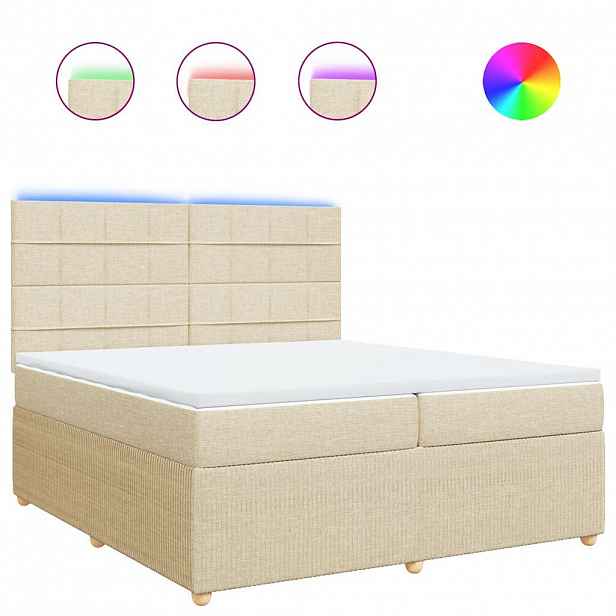 vidaXL Box spring postel s matrací krémová 200x200 cm textil