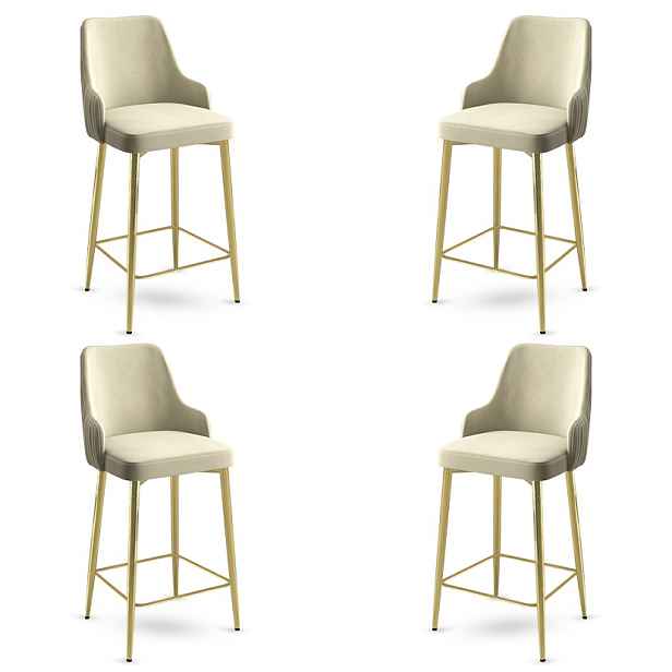 Bar Stool Set (4 Pieces) Enox - Cream, Gold