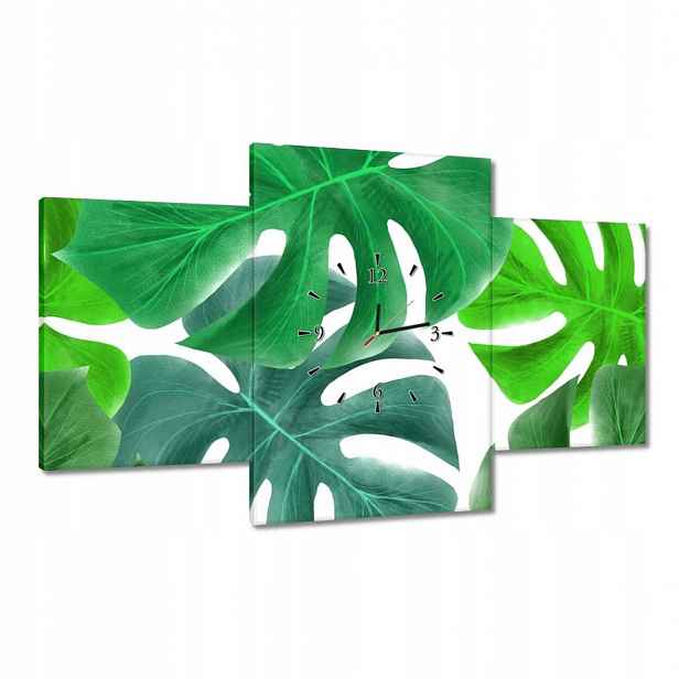 Hodiny 100x60 Listy Monstery Tropiky