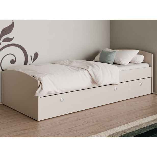 Postel s úložným prostorem Patrik 90x200 cm, béžová kašmír