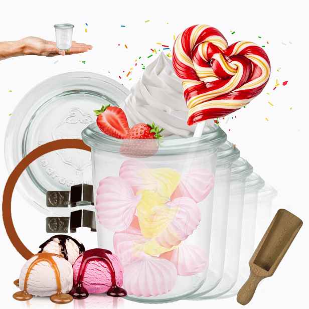 Sklenice Weck 160 Ml zavařeniny Mold žáruvzdorné měřítko sponky víčko gumička 6 Ks