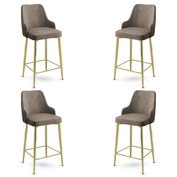 Bar Stool Set (4 Pieces) Enox - Cappuccino, Gold