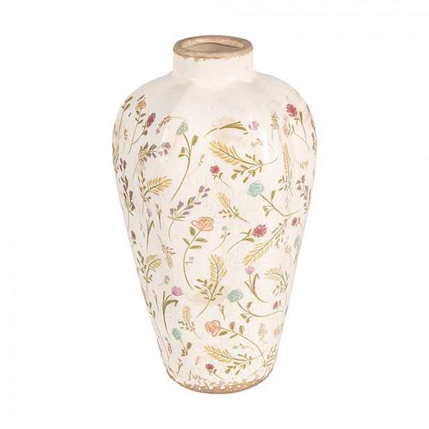 Béžová keramická váza s kvítky Floral Cartoon S - Ø 17*30 cm Clayre & Eef