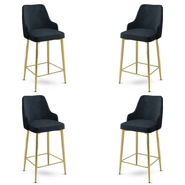 Bar Stool Set (4 Pieces) Enox - Anthracite, Gold
