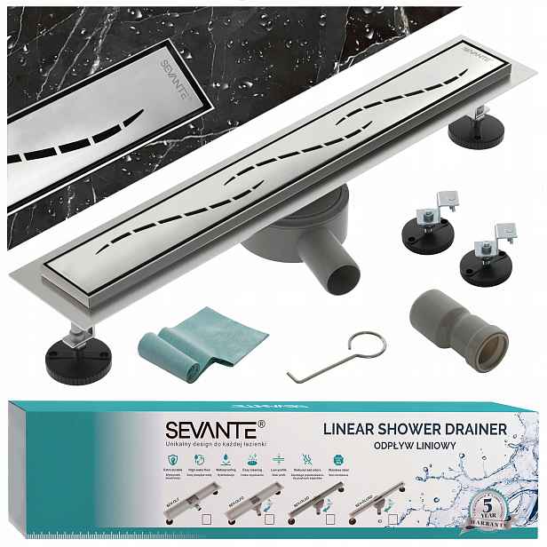 Lineární odtok s maskovacím otvorem 50 cm Flat inox nerezová ocel, otočný sifon