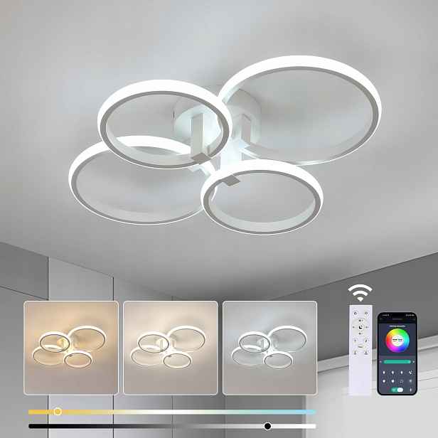 Stropní Led lampa Prstenec Lustr s dálkovým ovládáním Moderní stmívatelný 76W