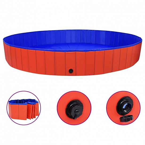 vidaXL Skládací bazén pro psy červený 300 x 40 cm PVC