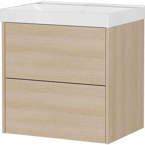 Závěsná skříňka pod umyvadlo v dekoru dubu v přírodní barvě 61x65 cm Bodera – Germania