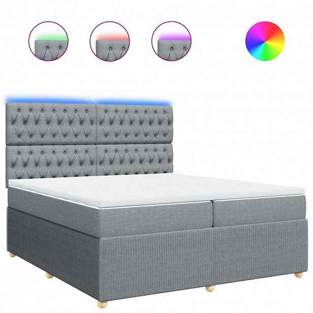 vidaXL Box spring postel s matrací světle šedá 200 x 200 cm textil