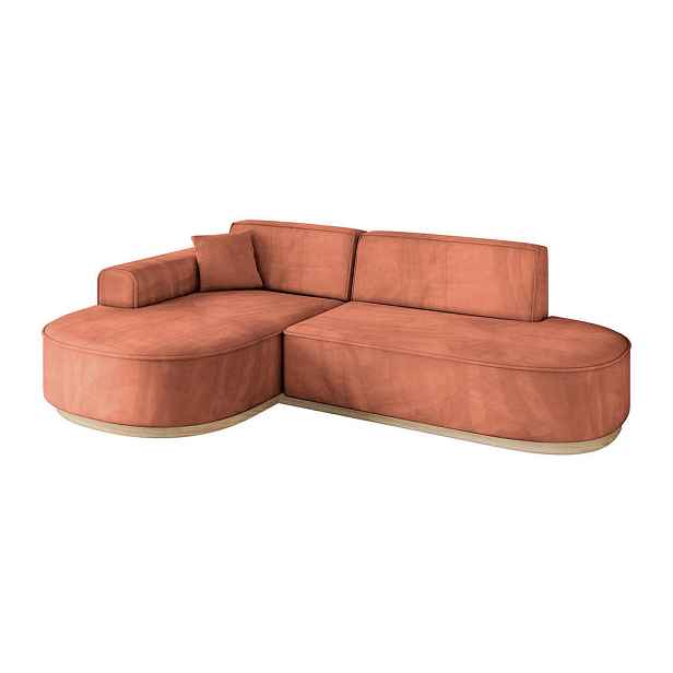 ALTDECOR ROHOVÁ SEDAČKA s otomanem, levá MARI-L1-v1 243x171x83 Meruňková Velur