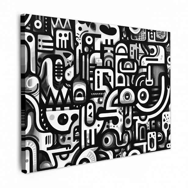 MuchoWow OBRAZ NA PLÁTNĚ Symboly - abstraktní - grafické - černé 40x30 cm
