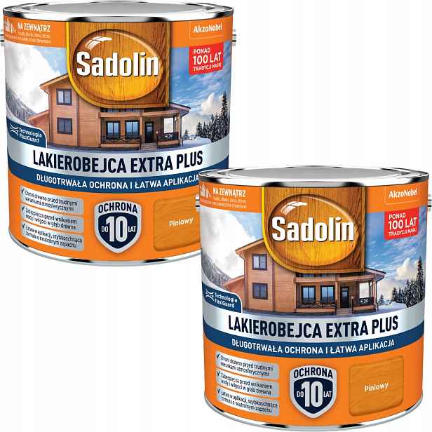 Sada Sadolin Extra Plus 2x2,5L Ochranný Lak Na Dřevo Piniový 5L
