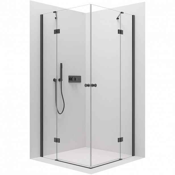Sprchový kout Marino Duo L/P - 6 mm - černá matná, transparentní sklo - 90x90x190 cm - pantový