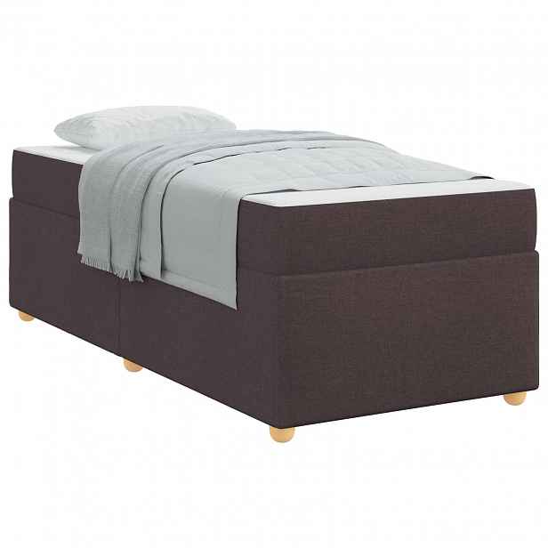 vidaXL Rám postele s matrací Tmavě hnědá 100 x 200 cm textil
