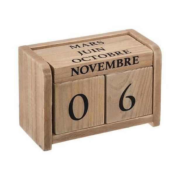 ATMOSPHERA Dřevěný kalendář TIMBER hnědý