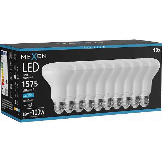 Mexen Nova 10X Led Žárovka E27 R80 15W Studená Bílá 6500K 1575 LM