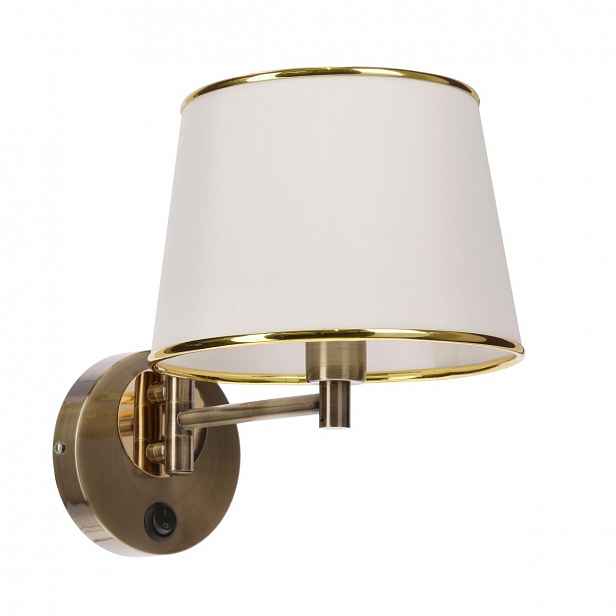 Nástěnná čtecí lampa s vypínačem IBIS - 1xE14, 40W, patina / bílá