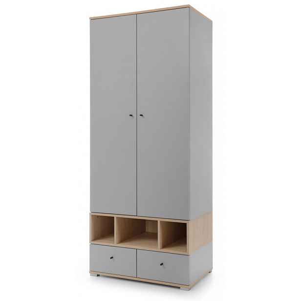 Šatní skříň Room 80 cm, dub biscuit/šedá