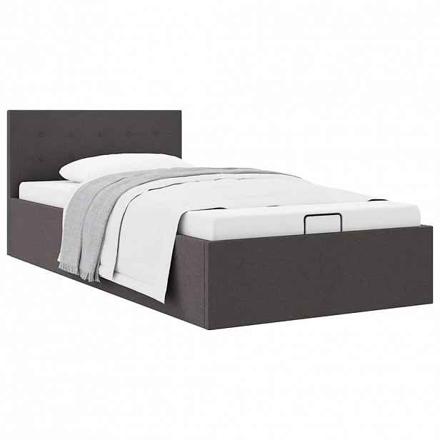 vidaXL Rám postele s úložným prostorem tmavě šedý textil 100 x 200 cm