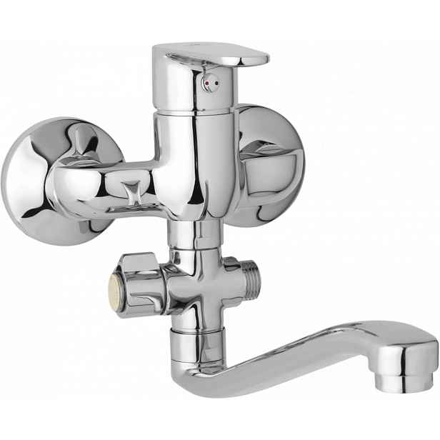 JB Sanitary Nástěnná umyvadlová a sprchová baterie TIRA, rozteč 100 mm, otočný přepínač, bez příslušenství, S ramínko 250 mm D10 32 20