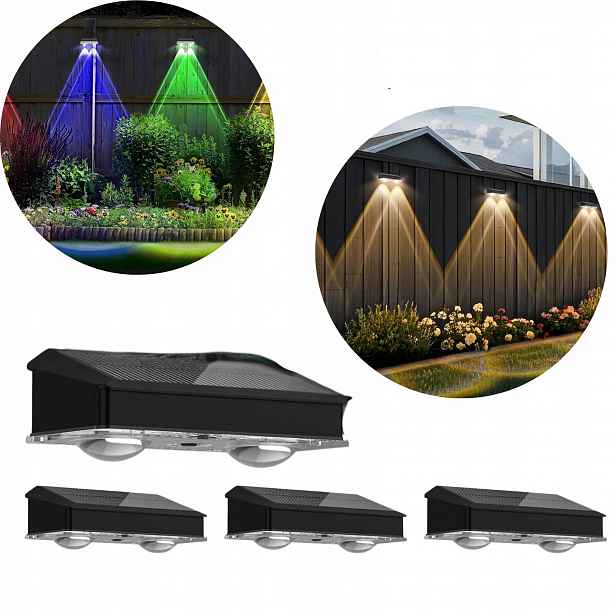 Solární Zahradní Lampy Do Zahrady 4KS Venkovní Nástěnné Lampy IP67 3 Režimy