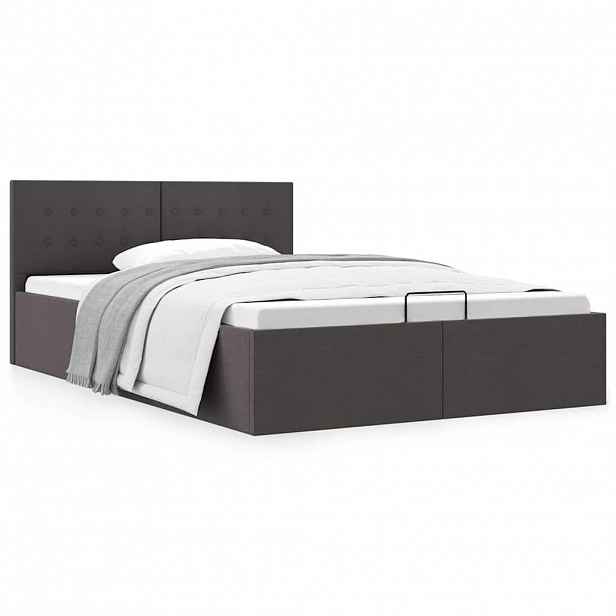 vidaXL Rám postele s úložným prostorem tmavě šedý textil 120 x 200 cm