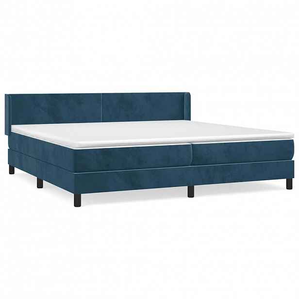 vidaXL Box spring postel s matrací tmavě modrá 200x200 cm samet