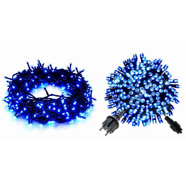 Vánoční osvětlení na stromeček 1000 Led venkovní modré Flash silný kabel