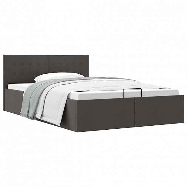 vidaXL Rám postele s úložným prostorem tmavě šedý textil 140 x 200 cm