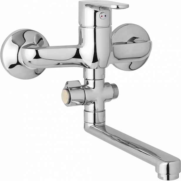 JB Sanitary Nástěnná umyvadlová a sprchová baterie TIRA, rozteč 150 mm, otočný přepínač, bez příslušenství, ramínko 200 mm D10 37 00