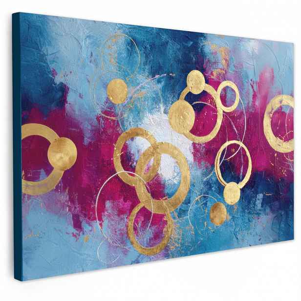 MuchoWow OBRAZ NA PLÁTNĚ Kruhy - zlaté - abstraktní 120x80 cm