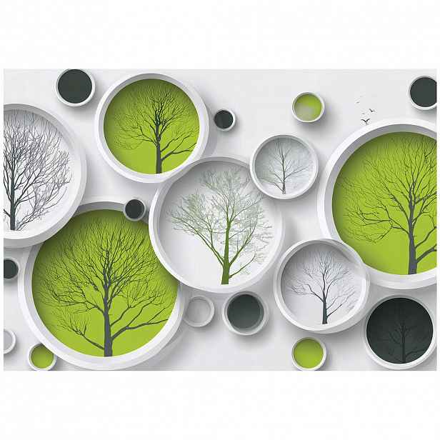 Wallarena 3D abstraktní fototapeta zelená 200x140 cm