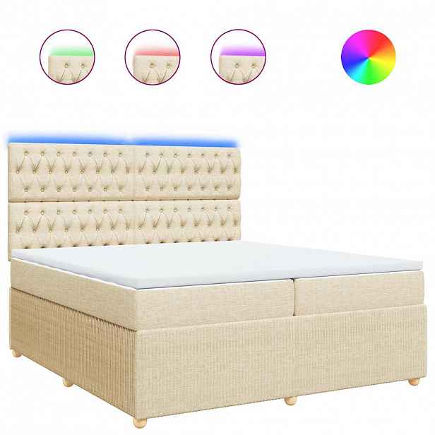 vidaXL Box spring postel s matrací krémová 200x200 cm textil