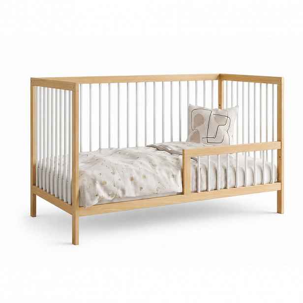 Kids Collective BABYPOSTÝLKA s poloviční boční zábranou 60x120 cm v přírodně bílé barvě