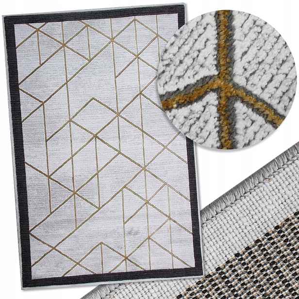 Koberec do obývacího pokoje Měkký 80 x 150 Módní šedý zlatý Diamond