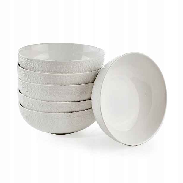 Sada 6 porcelánových salátů 1400 ml Ø20 cm bílá salátová polévka Tudor