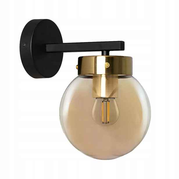 Nástěnná lampa černá zlatá jantarová koule do ložnice Abruzzo