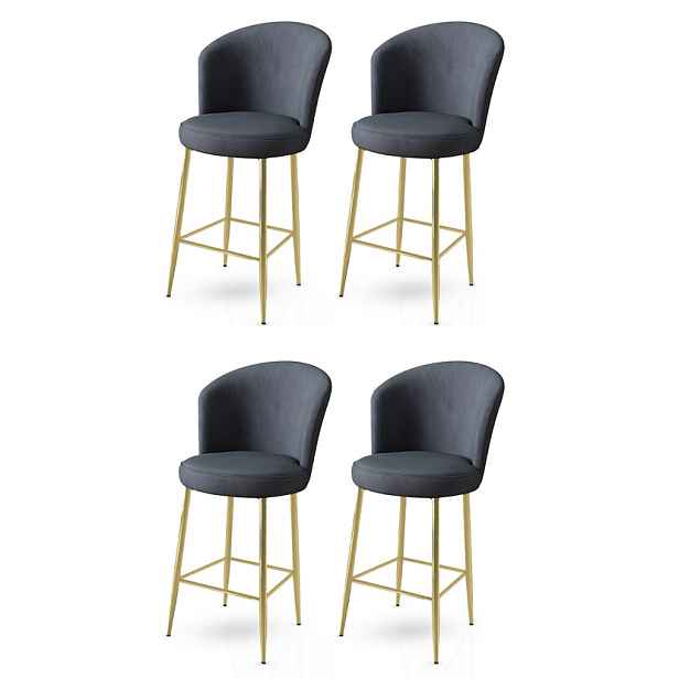 Bar Stool Set (4 Pieces) Alte - Anthracite, Gold