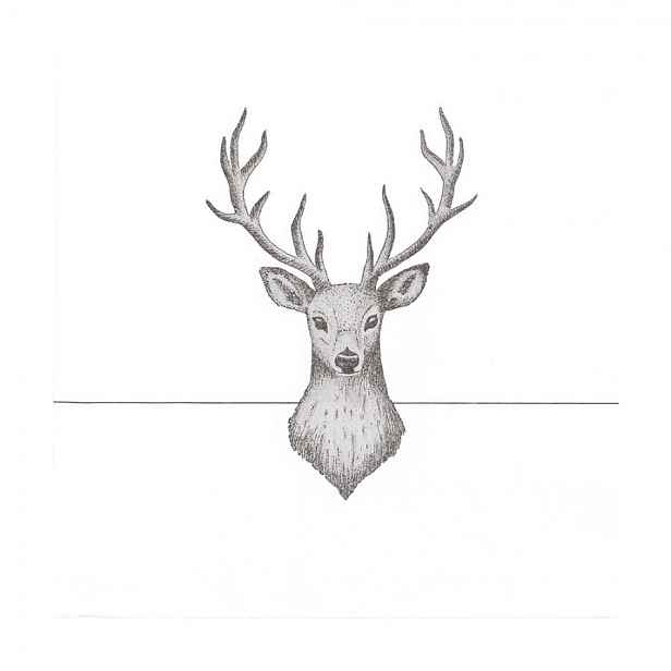 Bílé papírové ubrousky s jelenem Deer Love - 33*33 cm (20ks) Clayre & Eef