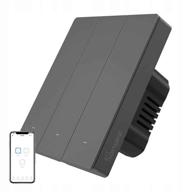 Inteligentní Nástěnný Spínač Wifi Sonoff M5-3C-80 Grafitový 3-KANÁLOVÝ