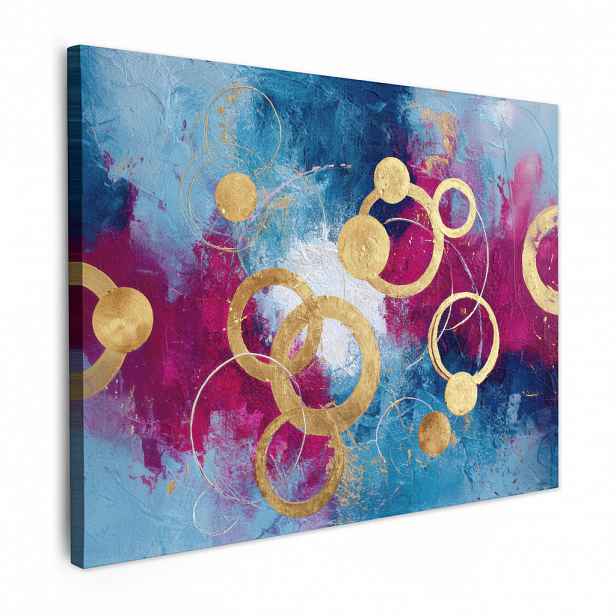 MuchoWow OBRAZ NA PLÁTNĚ Kruhy - zlaté - abstraktní 80x60 cm
