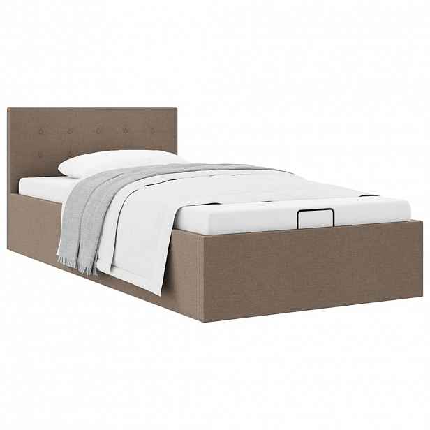vidaXL Rám postele s úložným prostorem taupe textil 100 x 200 cm
