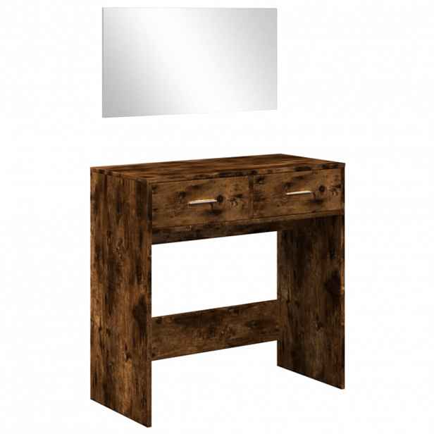 vidaXL Toaletní stolek se zrcadlem kouřový dub 80 x 39 x 80 cm