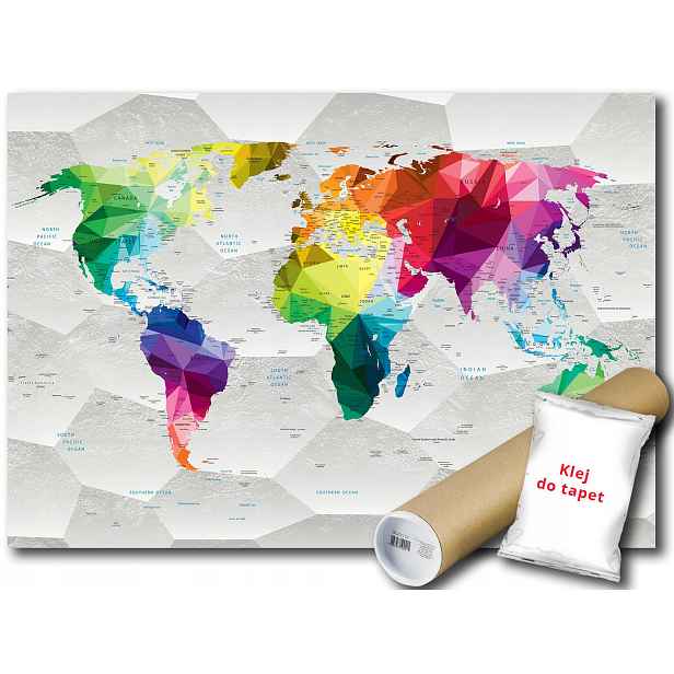 Vinylová fototapeta barevná mapa světa 254x184