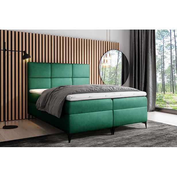 Designové jednolůžko FIZA - 120x200, zelená + topper ZDARMA